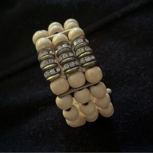 Elegant Cream Beaded Stretch Bracelet